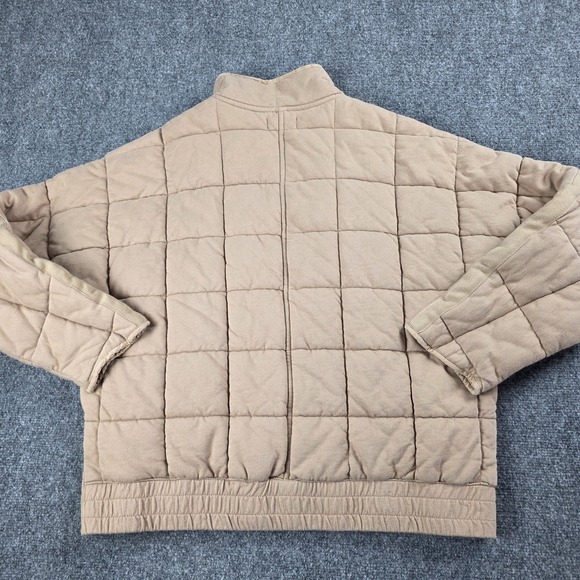 Quince Organic Cotton Quilted Knit Jacket Women Size L Chestnut Full Zip Puffer - Picture 4 of 9